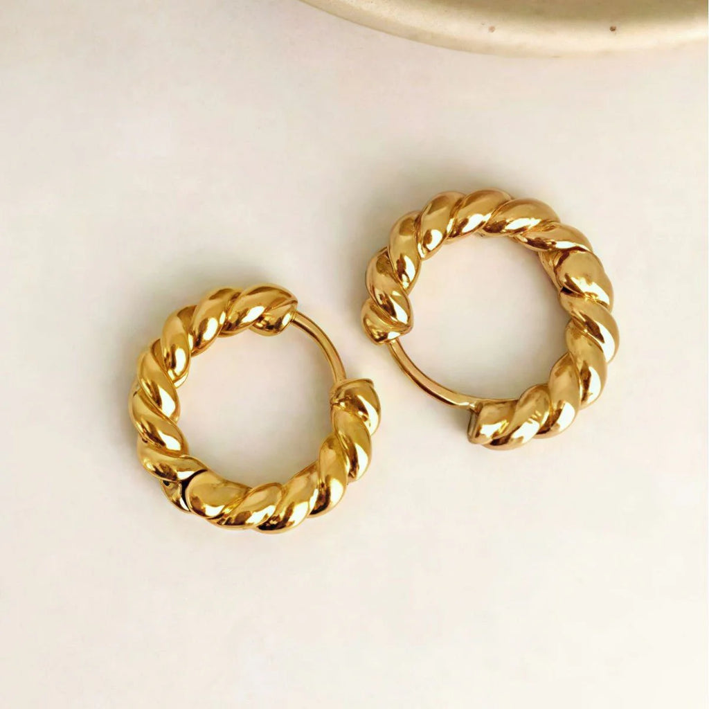 Golden Croissant Huggie Hoops