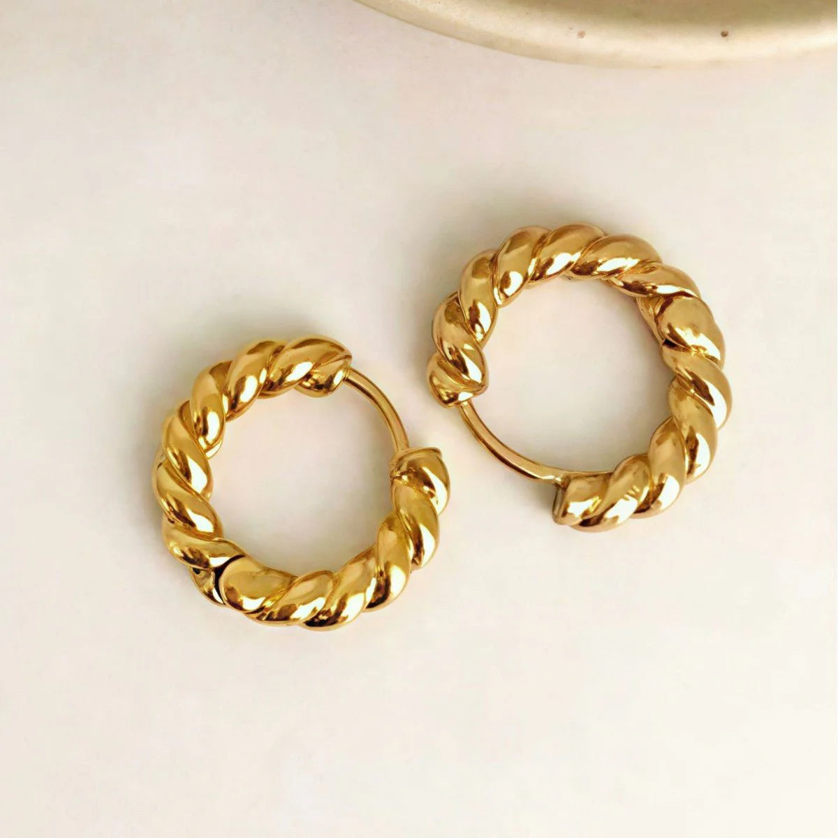 Golden Croissant Huggie Hoops