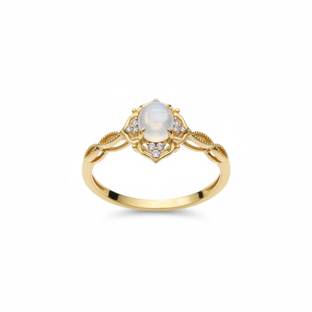 Gilded Oval Moonstone Ring