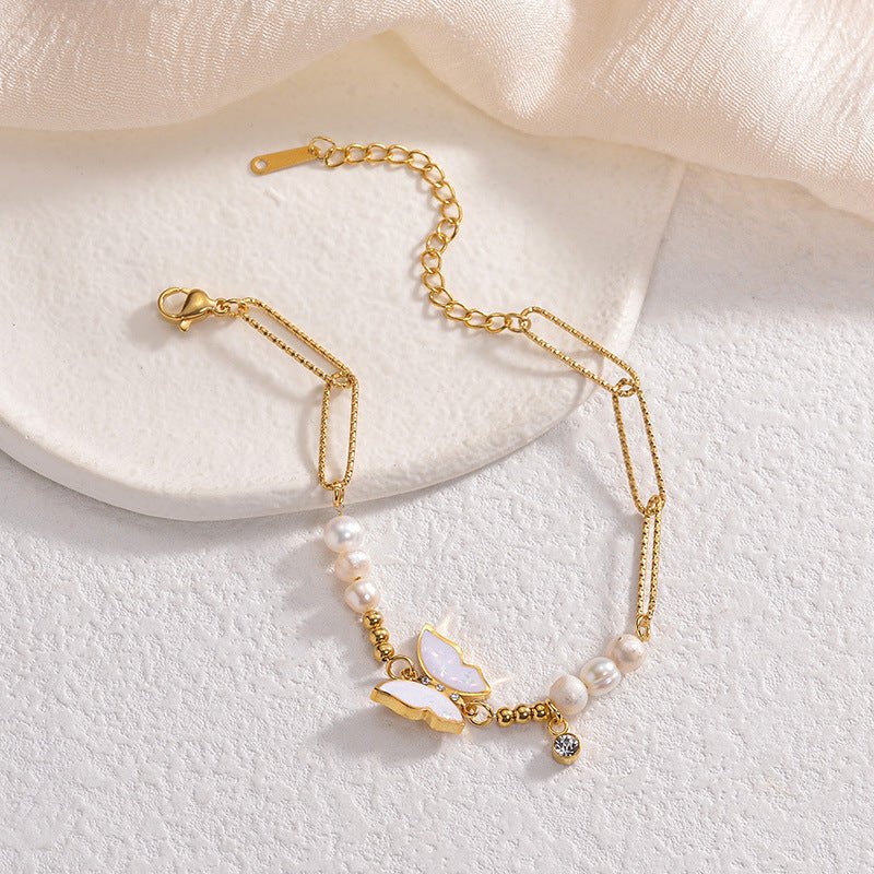 Butterfly Pearl Handmade Beaded Bracelet