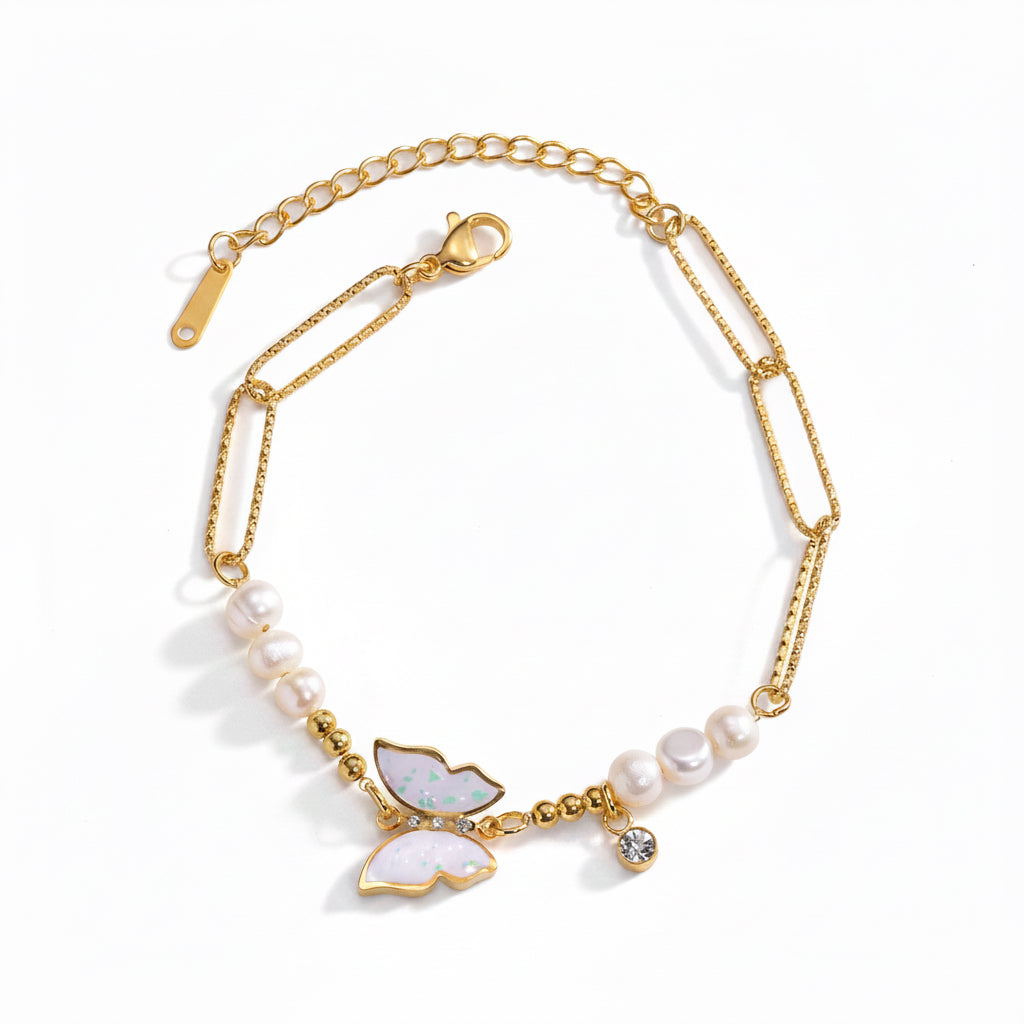 Butterfly Pearl Handmade Beaded Bracelet